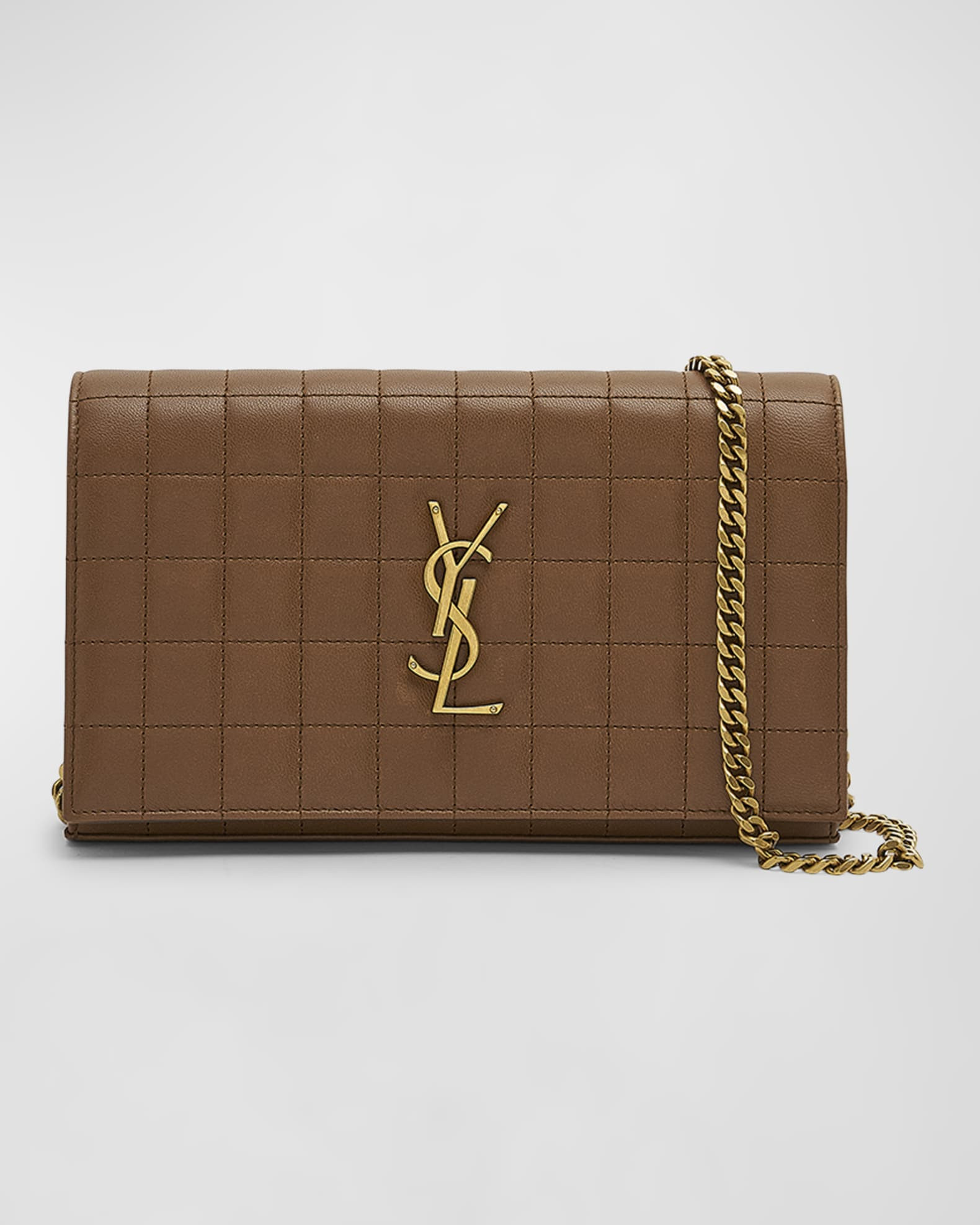 Cassandra YSL Quilted Lambskin Leather Wallet On Chain | Neiman Marcus