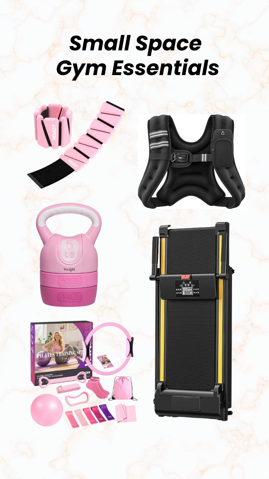 If you're thinking of getting more fit in the new year, check out these small space gym essentials. They are small items that can be tucked away in a closet. Yes, even the treadmill can be folded and stored under a couch or bed when not in use.
#workout #homegym 

 

#LTKfitnessgoals #LTKActive