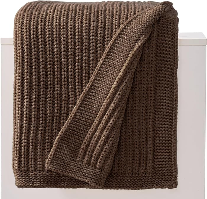 Dark Brown Chunky Knit Throw Blanket 60"x80" - Soft Cozy Thick Knitted Blanket for Couch Sofa Bed... | Amazon (US)