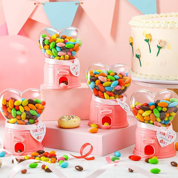 Valentine ‘s Day Exchange Gifts 6 Pack Valentine Candy Machine Heart Gumball Machine Candy Disp... | Amazon (US)