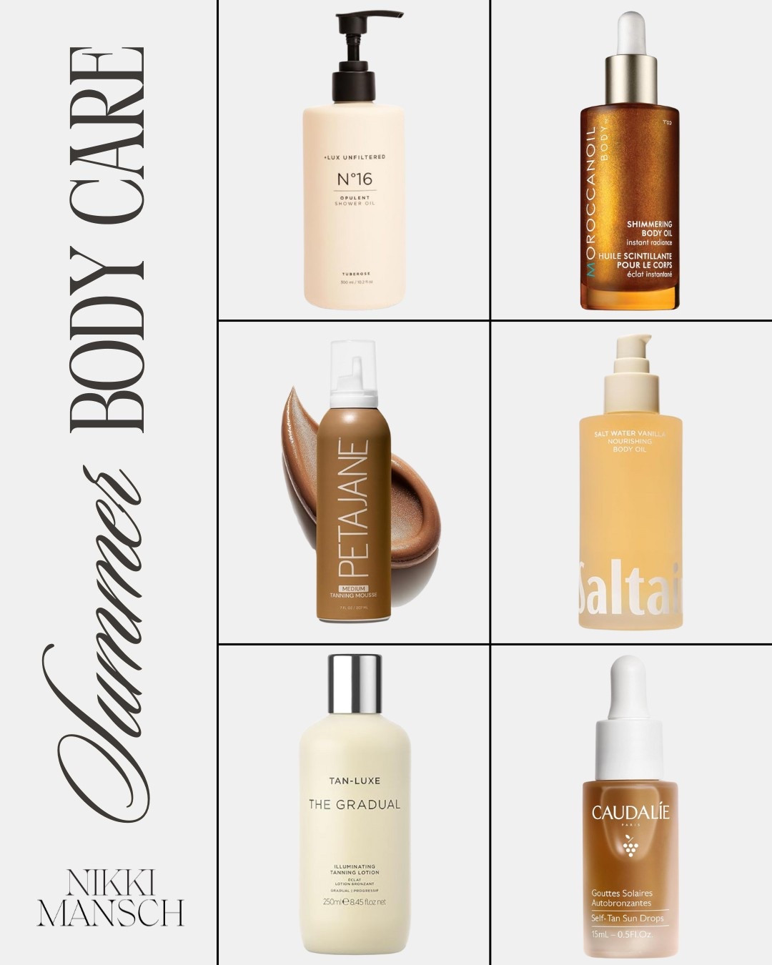 Summer Body Care From Amazon 💄

summer beauty // summer body care // body care // body oil // body illuminator // self tanner // self tanning essentials // amazon finds // amazon beauty // amazon makeup // beauty routine // makeup routine // skincare routine // affordable beauty

#LTKFindsUnder50 #LTKFindsUnder100 #LTKBeauty