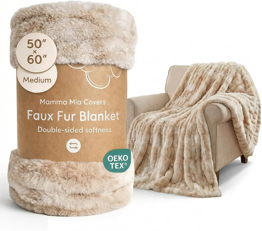 Mamma Mia Covers Faux Fur Throw Blanket – Super Soft and Cozy Fluffy Fleece – 50"x60" Midweig... | Amazon (US)