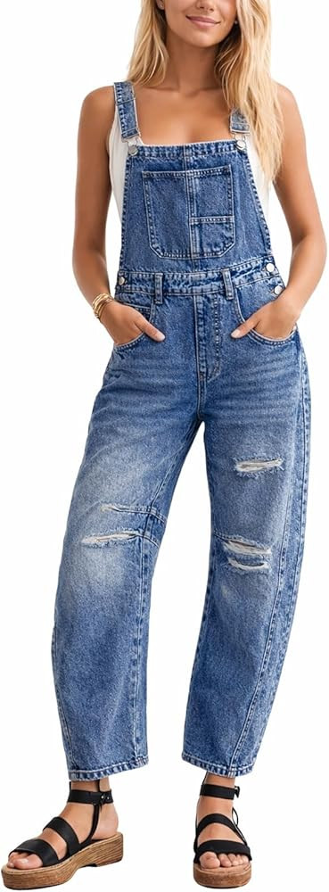 Kedera Women's Denim Overall Casual Straight Wide Leg Bib Jeans Overall Adjustable Straps Denim R... | Amazon (US)