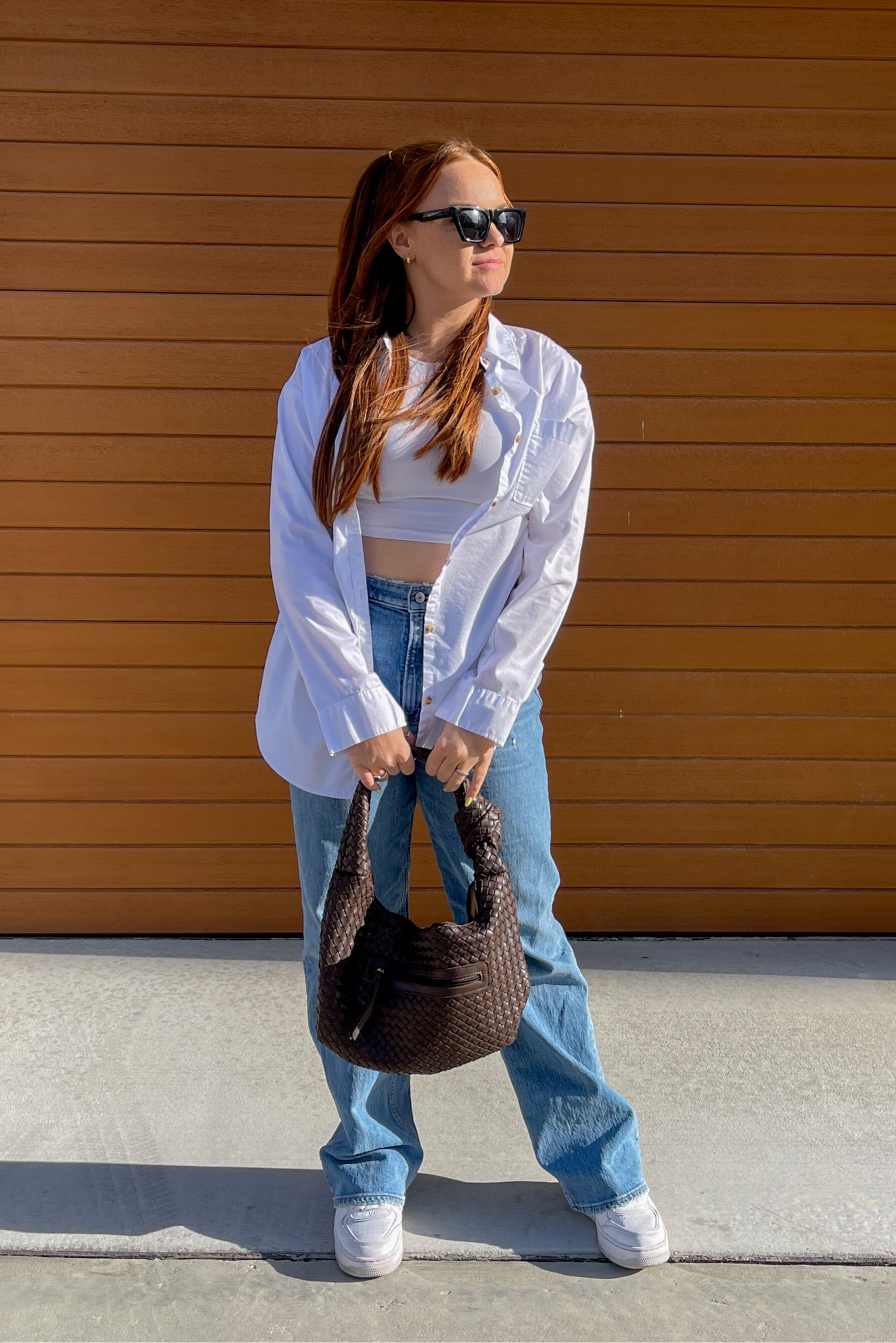 Everyday Spring Uniform 

#whitebuttonup #springoutfit #summeroutfit #whitetank #abercrombiedenim #modeloffduty #bottegadupe #anthropologie #wovenpurse #bottegaveneta #airforces #nike  #freepeople 

#LTKFestival #LTKtravel #LTKSeasonal