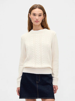 Cable-Knit Crewneck Sweater | Gap Factory