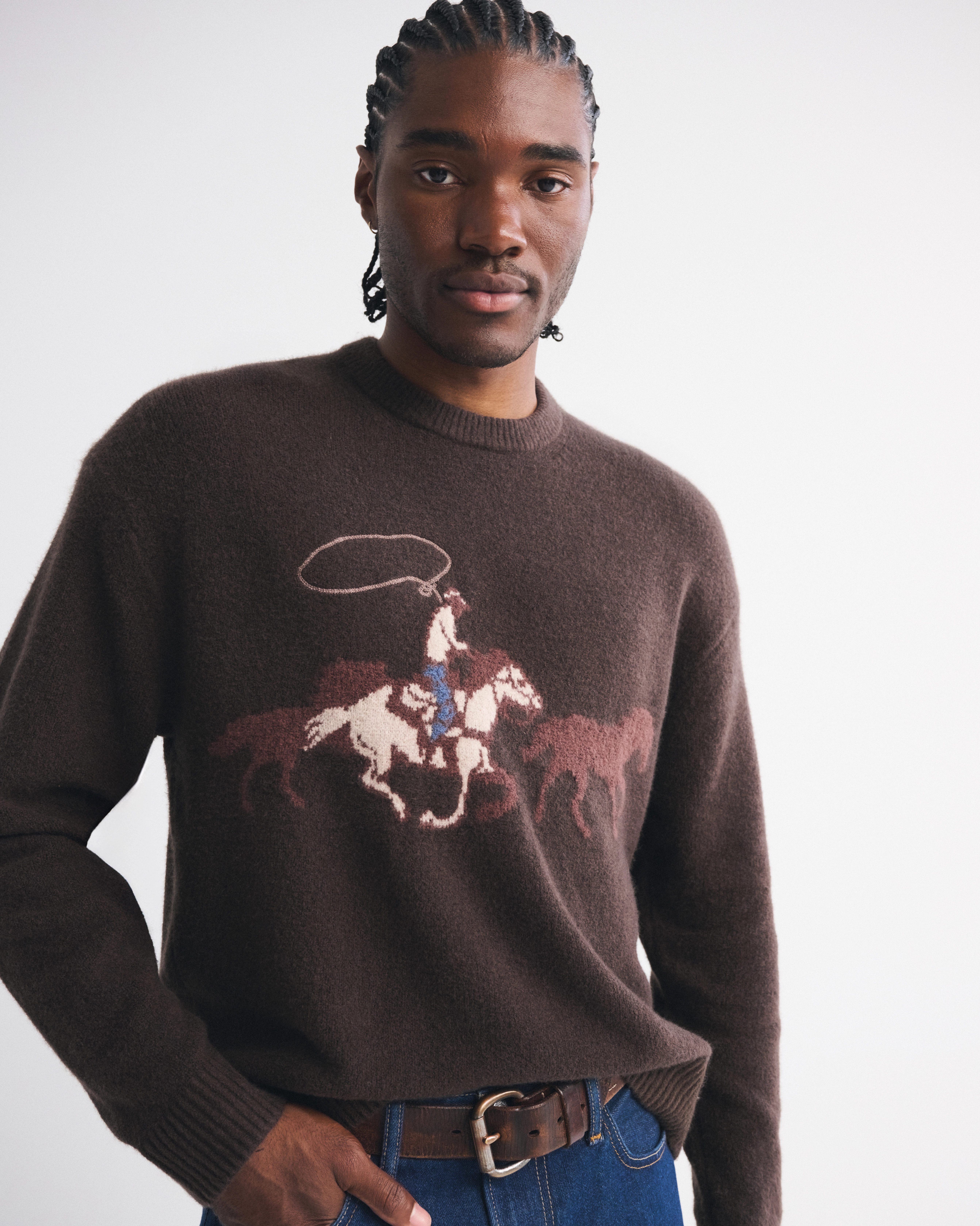 Oversized Western Graphic Crew Sweater | Abercrombie & Fitch (US)