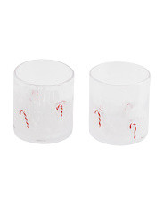 Set Of 2 Candy Cane Confetti Double Old Fashioned Glasses | TJ Maxx