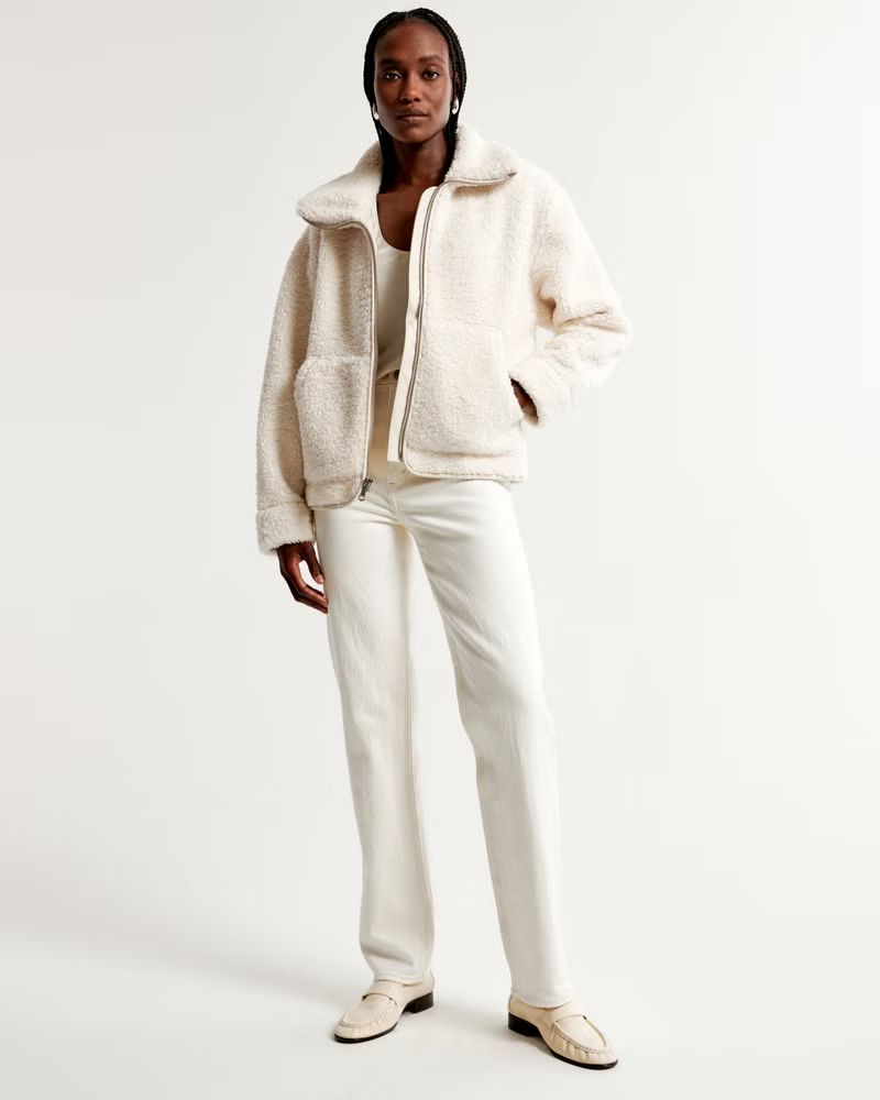 Women's Sherpa Aviator Jacket | Women's Tops | Abercrombie.com | Abercrombie & Fitch (US)