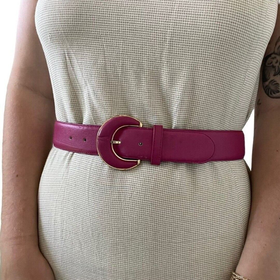 Vintage 1980s Womens Liz Claiborne Hot Pink Leather Retro Waist Belt Sz M - Etsy | Etsy (US)