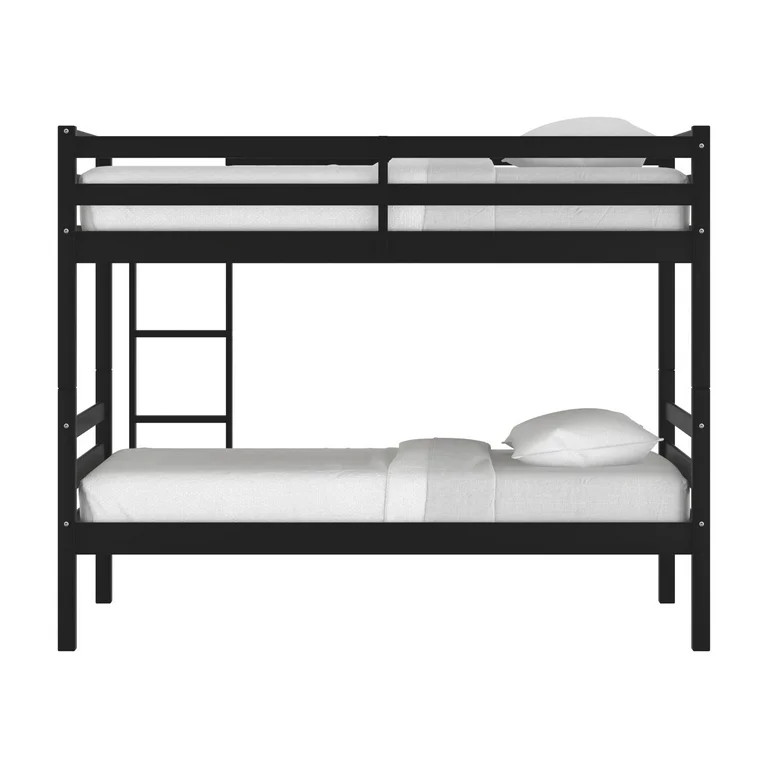Campbell Wood Twin over Twin Convertible Bunk Bed, Black | Walmart (US)