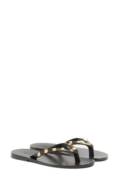 Valentino Garavani Rockstud Flip Flop in Black at Nordstrom, Size 39.5 | Nordstrom