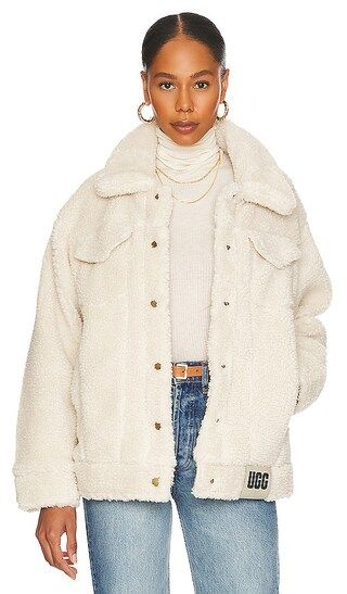 Frankie Sherpa Trucker Jacket in Natural | Revolve Clothing (Global)