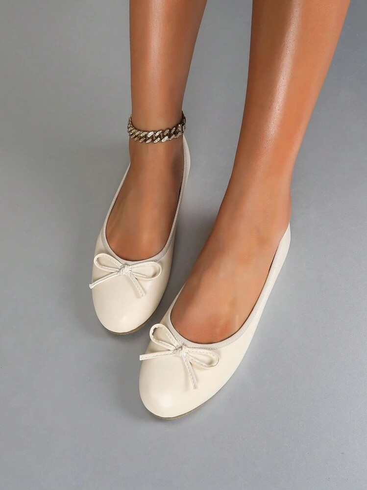 Ballet Flats, New Arrival, Spring/Summer/Autumn, Versatile Low-Cut Soft Bottomed, Comfortable, Lightweight, Low-Heeled, Bow-Tie, Shoes, Fashionable, Suitable For Work, Outdoor, Brown | SHEIN