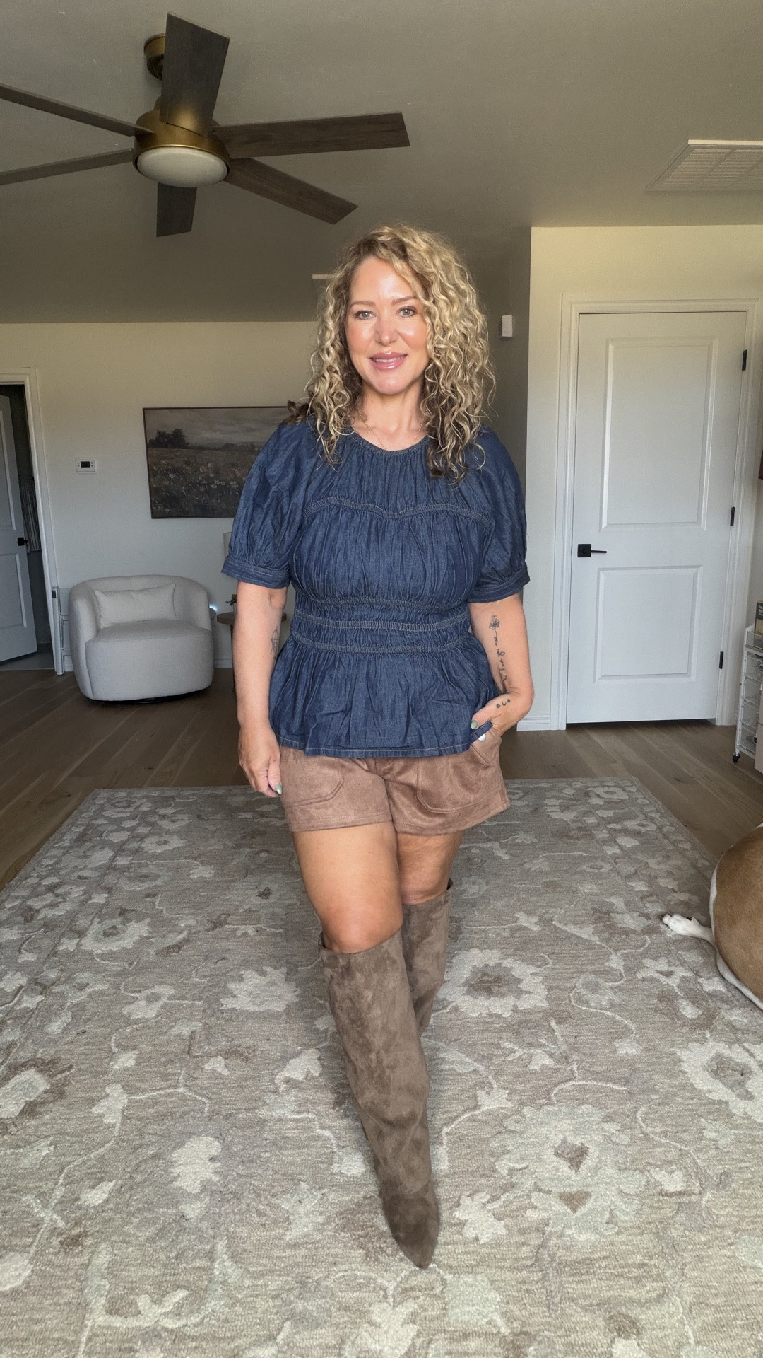 Top size large 
Shorts size 11 (prefer a 9)
Boots tts and wide calf friendly 
@walmartstyle
#walmartpartner

#LTKOver40 #LTKPetite #LTKMidsize