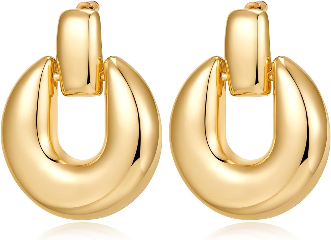 Chunky Hoop Earrings for Women Gold Hoop Dangle Earrings for Women Gift | Amazon (US)