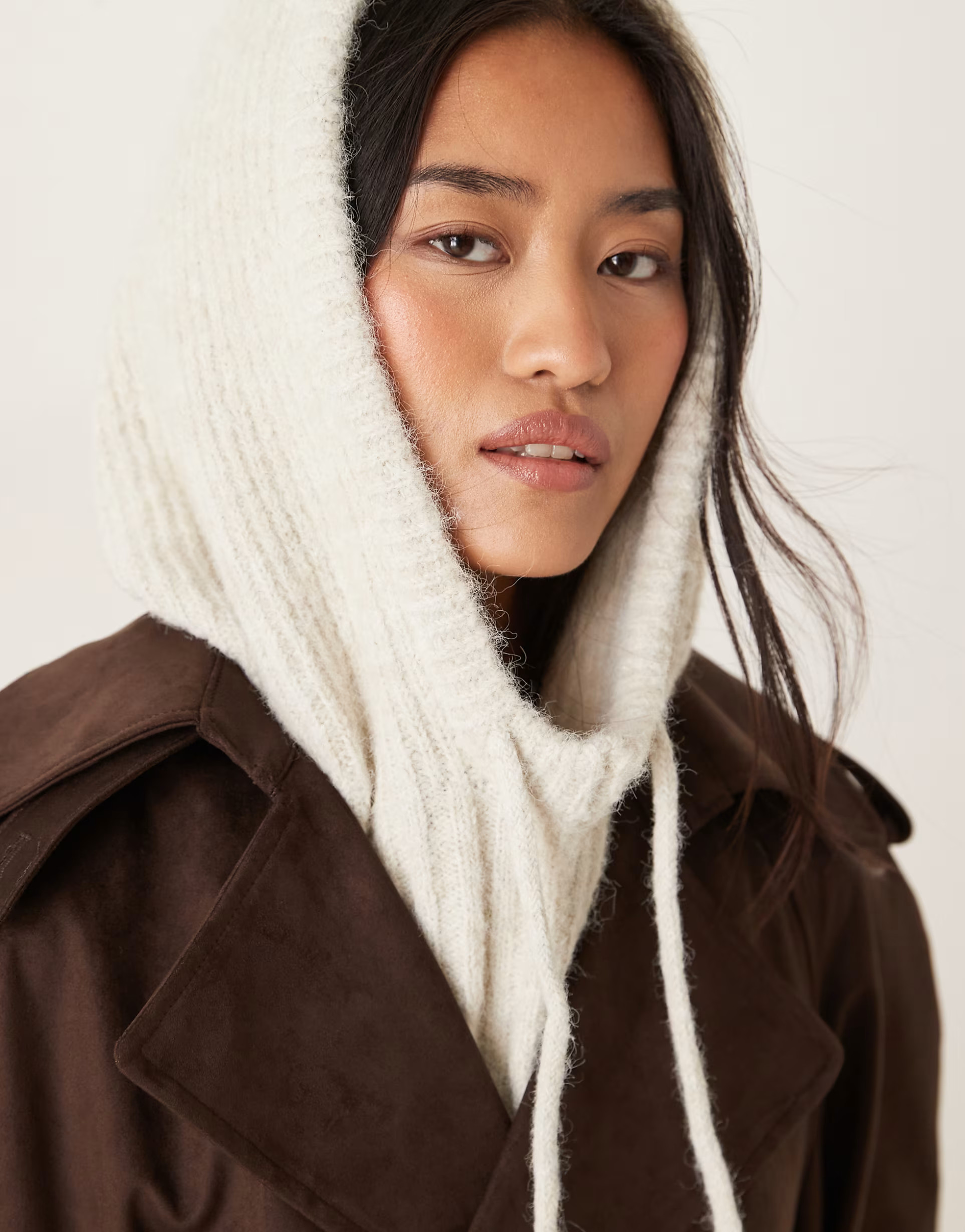 Gina Tricot knitted slouchy balaclava hood in cream | ASOS | ASOS (Global)