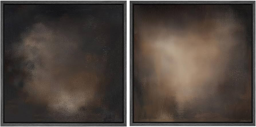 SIGNFORD Framed Canvas Print Wall Art Set Abstract Dark Brown Atmospheric Shades in Minimalist Il... | Amazon (US)