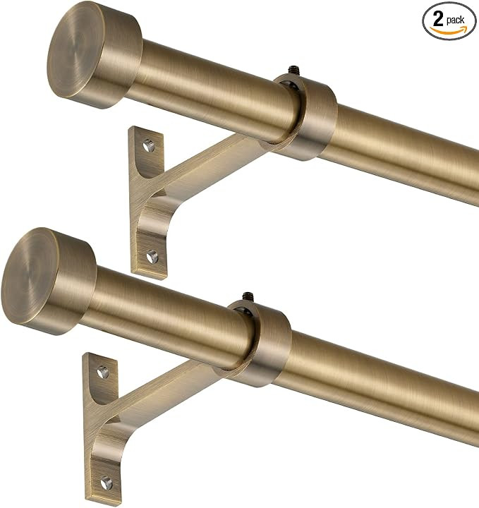 2-Pack Curtain Rod for Windows 48-84",Adjustable Window Curtain Rods with Premium Aluminum End Ca... | Amazon (US)