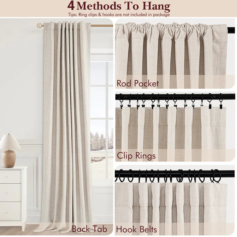 Graciella Thermal Insulated Faux Linen Textured 100% Blackout Curtains for Bedroom Living Room Ba... | Wayfair North America