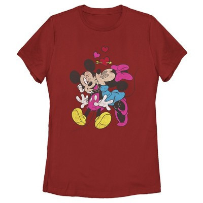 Women's Mickey & Friends Valentine's Day Minnie Mouse Smooch  T-Shirt - Red - X Large | Target