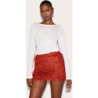 Rust Textured Tassel Mini Skirt | PrettyLittleThing US