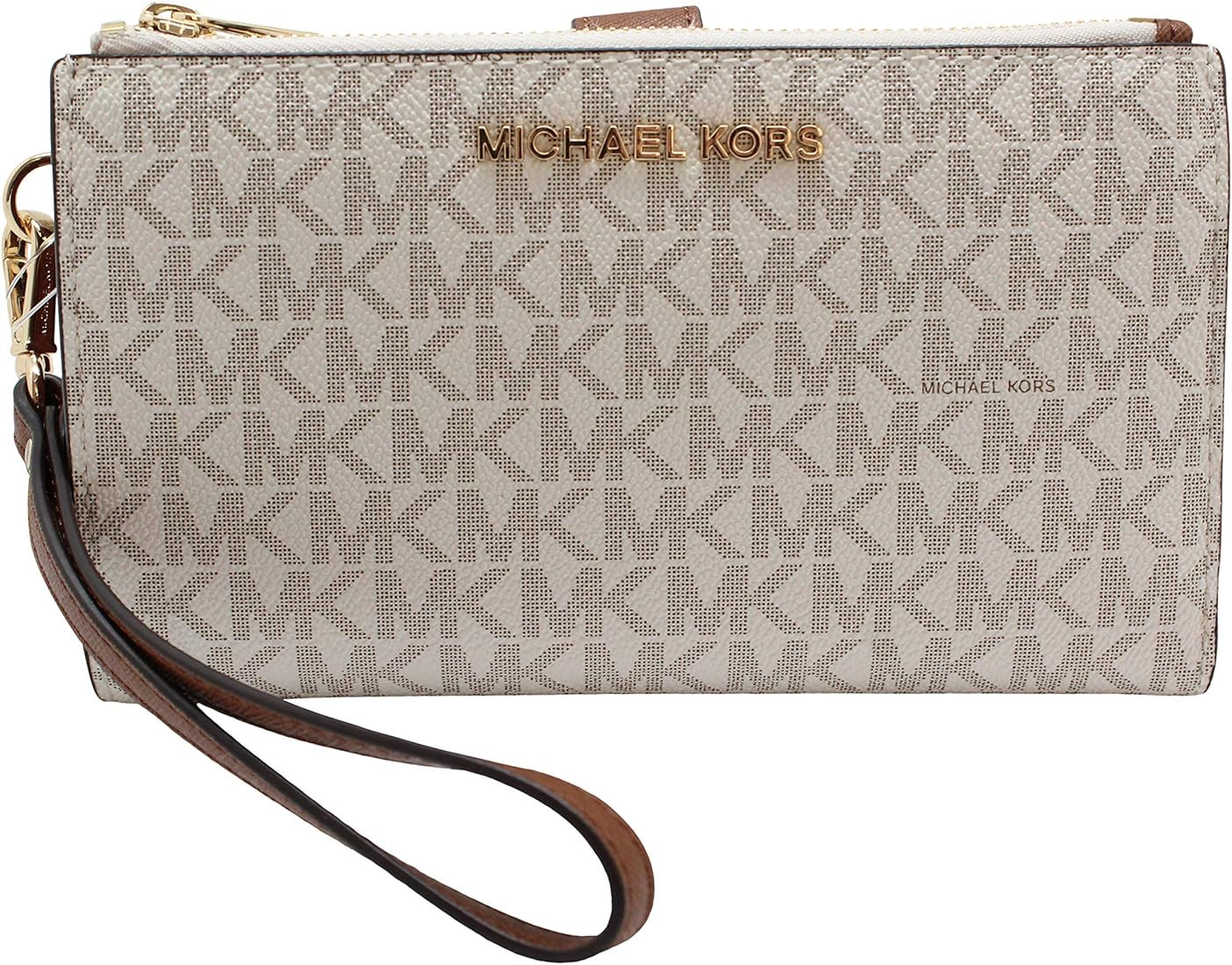 Jet Set Travel Double Zip Wristlet - Signature PVC (Vanilla PVC/Dark Acorn) | Amazon (US)