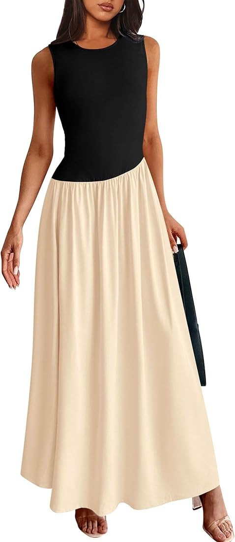 PRETTYGARDEN Women's Maxi Sundress Casual Summer 2025 Sleeveless Asymmetrical Drop Waist Patchwor... | Amazon (US)