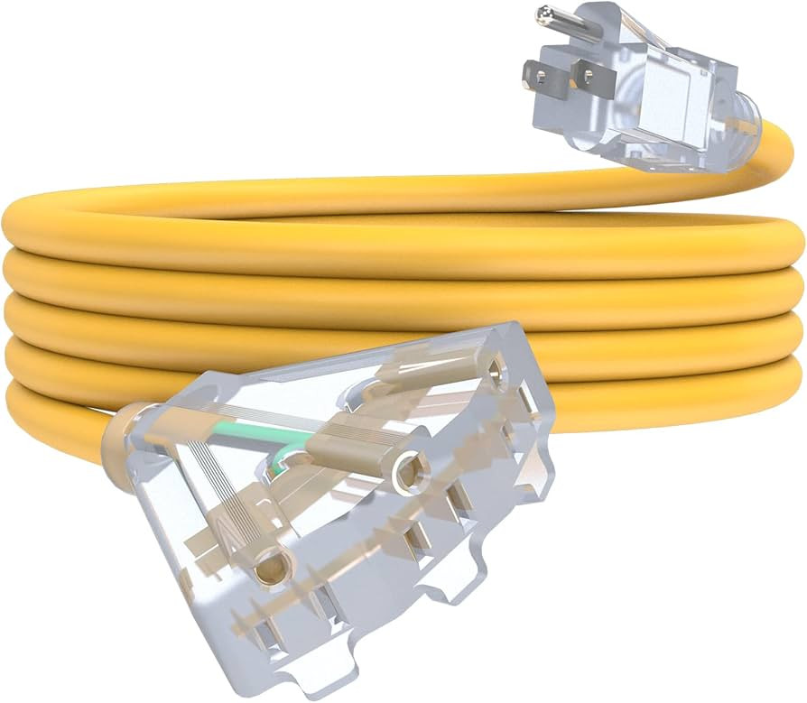 15Ft 12/3 Outdoor Extension Cord with 3-Outlets, Heavy Duty 12 Guage 3 Prong Extension Cord Water... | Amazon (US)