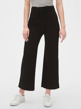 High Rise Wide-Leg Crop Khakis | Gap (US)