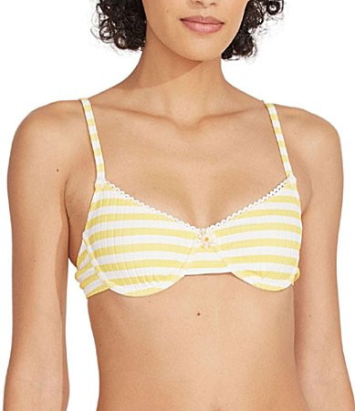 SOLID STRIPED The Daphne Underwire Bra Striped Swim Top - S | Dillard's