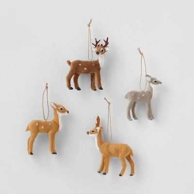 4ct Faux Fur Forest Animal Christmas Ornament Set - Wondershop™ | Target