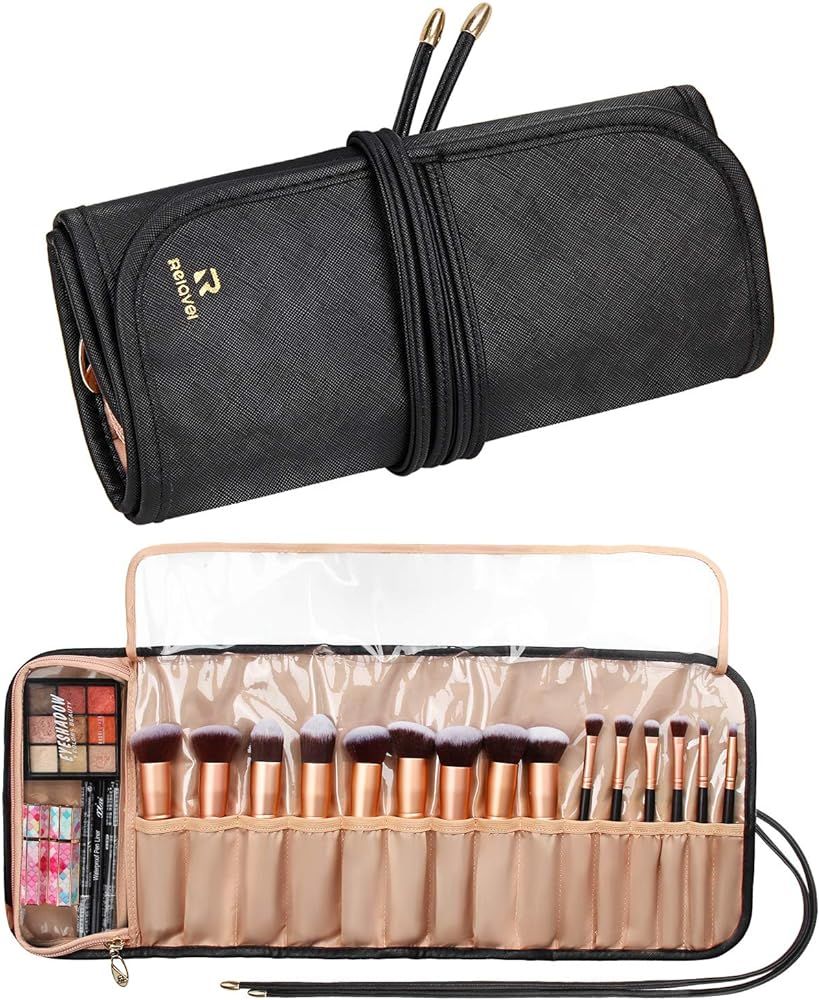 Relavel Makeup Brush Rolling Case Makeup Brush Bag Pouch Holder Cosmetic Bag Organizer Travel Por... | Amazon (US)