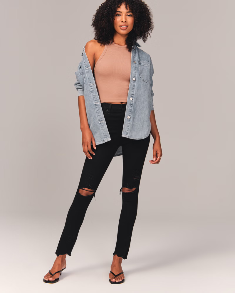 Women's High Rise Super Skinny Ankle Jeans | Women's Bottoms | Abercrombie.com | Abercrombie & Fitch (US)