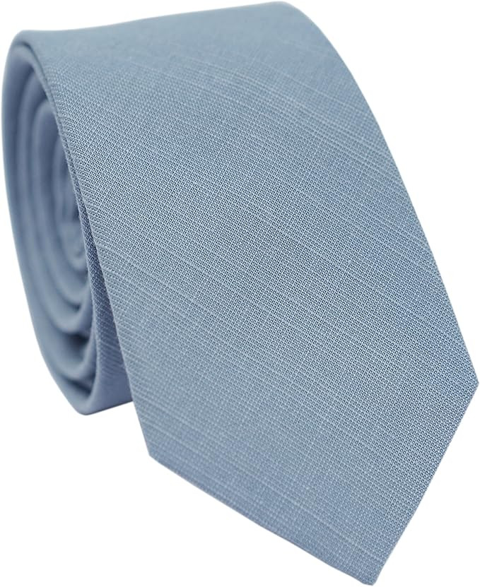 BELLUNO Men's Skinny Ties, Cotton Linen Blend 2.5 inch Solid Neckties | Amazon (US)