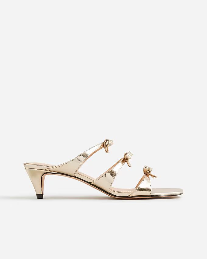 Zadie bow-strap heels in metallic leather | J.Crew US