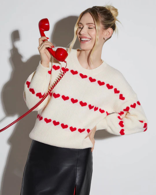 My Valentine Oversized Striped Heart Sweater | VICI