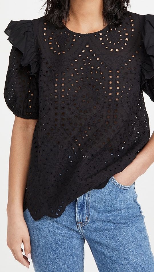 Ruffle Sleeve Eyelet Top | Shopbop