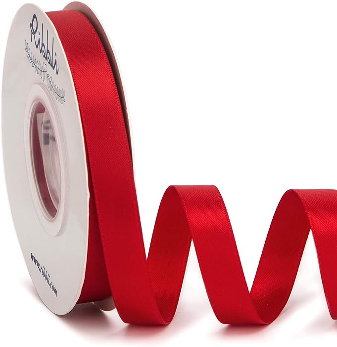 Ribbli Double Faced Red Satin Ribbon,1/2” x Continuous 25 Yards,Use for Bows Bouquet,Gift Wrapp... | Amazon (US)