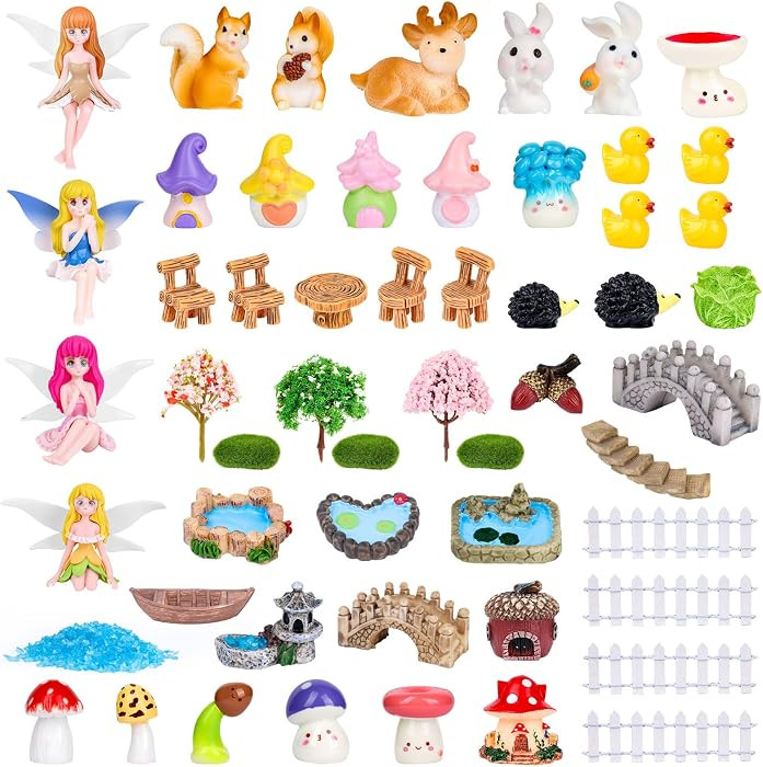 Amazon.com: NSBUDIN 54 Pcs Fairy Garden Accessories - Miniature Garden Accessories Set with Resin... | Amazon (US)