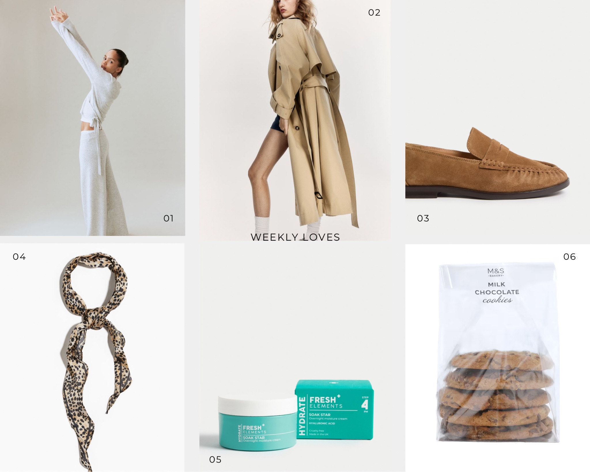 Weekly loves - 13.1.25 •

1. Soft grey knit loungewear - elevated loungewear that doesn’t break the bank, but makes you feel good when you’re hibernating at home. OR wear outside, wrap up warm and go for an all grey tonal look with a maxi dark grey coat or opt for a camel colour. 
•
2. Trench coat - spring is coming. Just make sure you layer up more for winter. I love the maxi length of this trench. 
•
3. Suede loafers - are going to be huge for 2025. Wear with light coloured denim and tailored trousers for now, then come spring wear with a mini skirt and cute white socks. 
•
4. Neck scarf - so cute and just adds something to any outfit. 
•
5. Night cream - I have been using this for the past two weeks and it is a hug in tub for my skin, instant moisture. 
•
6. M&S bakery cookies - heavenly, dangerous, comes in three flavours. Milk chocolate, white chocolate and triple chocolate. All three must be tried. 

SC X


#LTKbeauty #LTKstyletip #LTKshoes