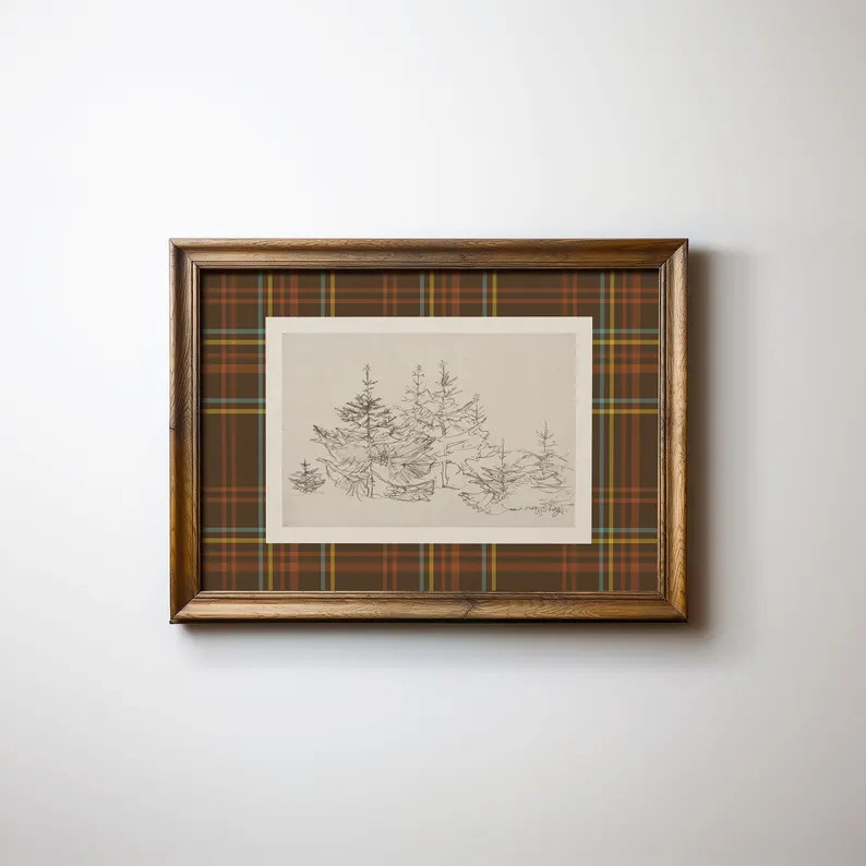 Vintage Abstract Landscape Downloadable Print | Cottage Core Decor Holiday Art | Winter Wall Art ... | Etsy (US)