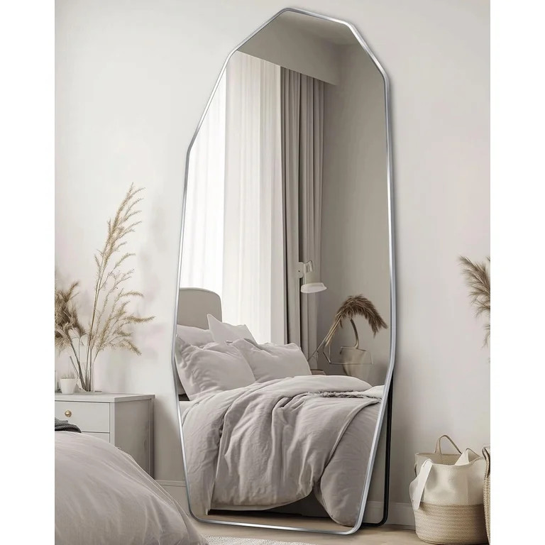 Antok Full Length Mirror 71" x 32" Large Floor Mirror Standing Mirror, Aluminum Wavy Frame, Wall ... | Walmart (US)