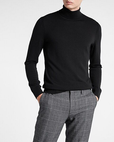 Solid Merino Wool Turtleneck Sweater | Express