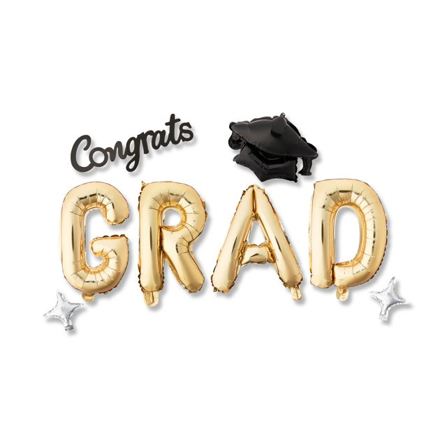 Graduation Silver, Gold, and Black Congrats Grad Balloon Kit, 10 Pieces, by Way To Celebrate | Walmart (US)