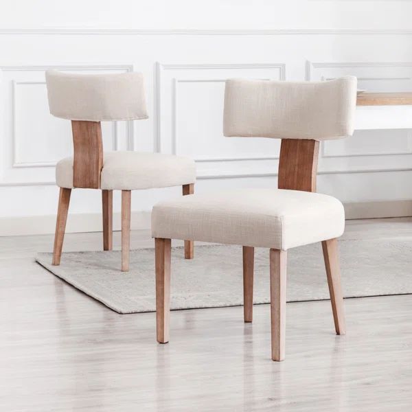 Inelda Mid Century Upholstered Side Chair Farmhouse Dining Chairs with Wood Legs (Set of 2) | Wayfair North America