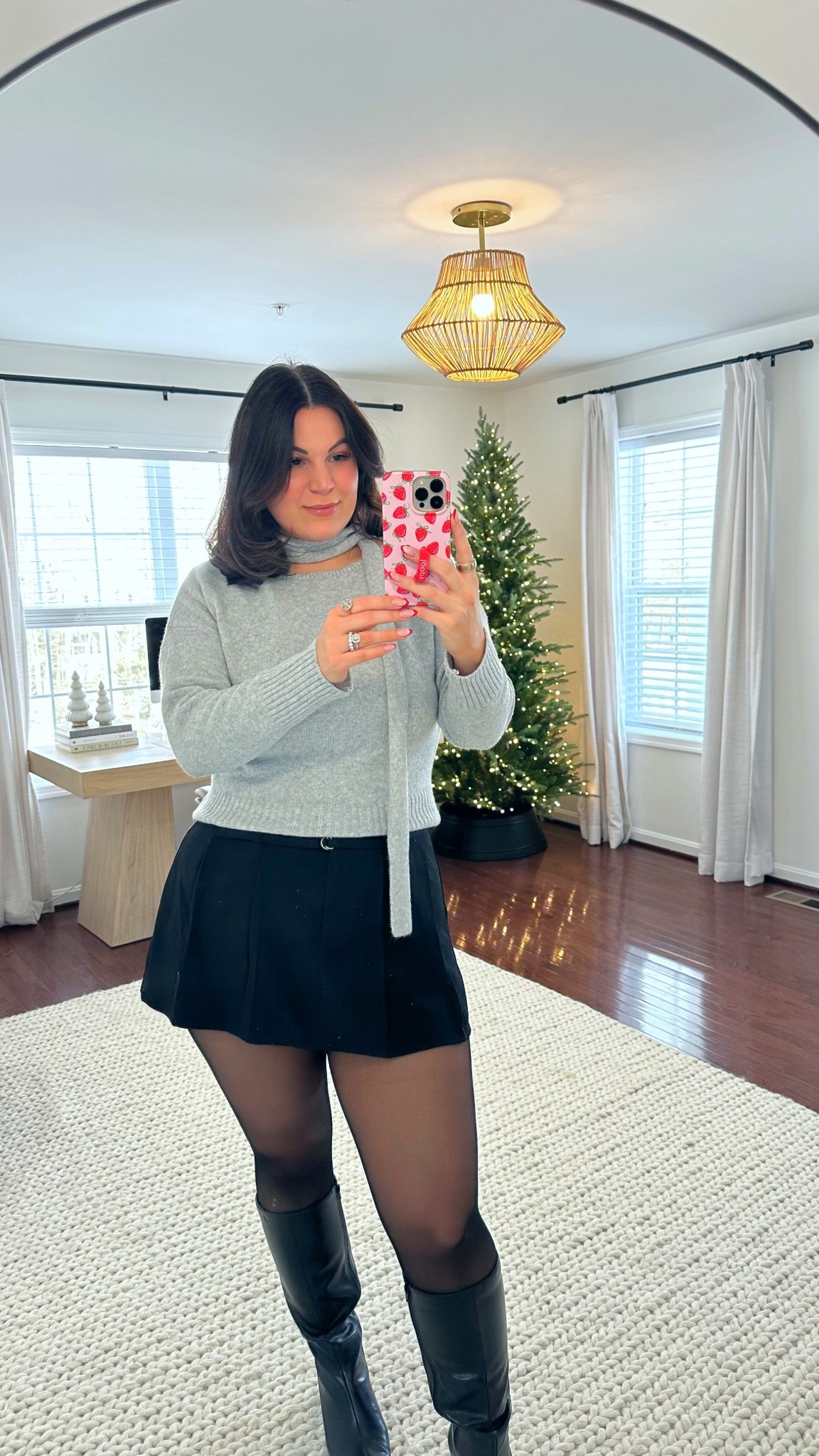 Midsize last minute holiday outfit from @walmart 🥰 I shared this sparkle skirt the other week in brown and I loved it so much I went back for the black! Paired here with this scarf sweater also from Walmart! 

Robe - xl 
Strapless bra - xl *use code KELLYTK20 to save 
Sweater - xl
Tights - xl 
Skirt - large 
Boots - 10 *not wide calf, added some similar options 



#LTKMidsize #LTKHoliday #LTKTall