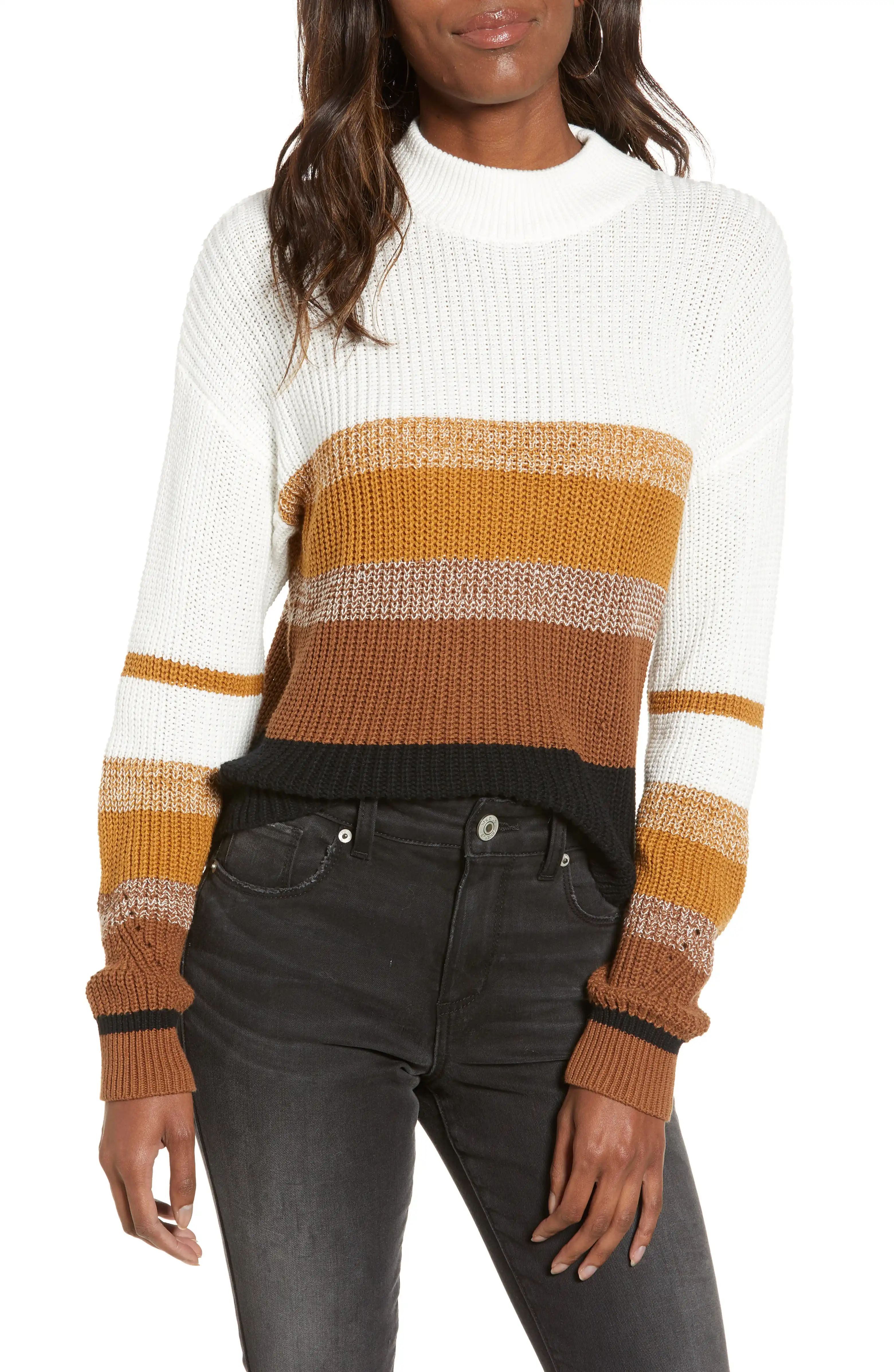 Stripe Mock Neck Sweater | Nordstrom