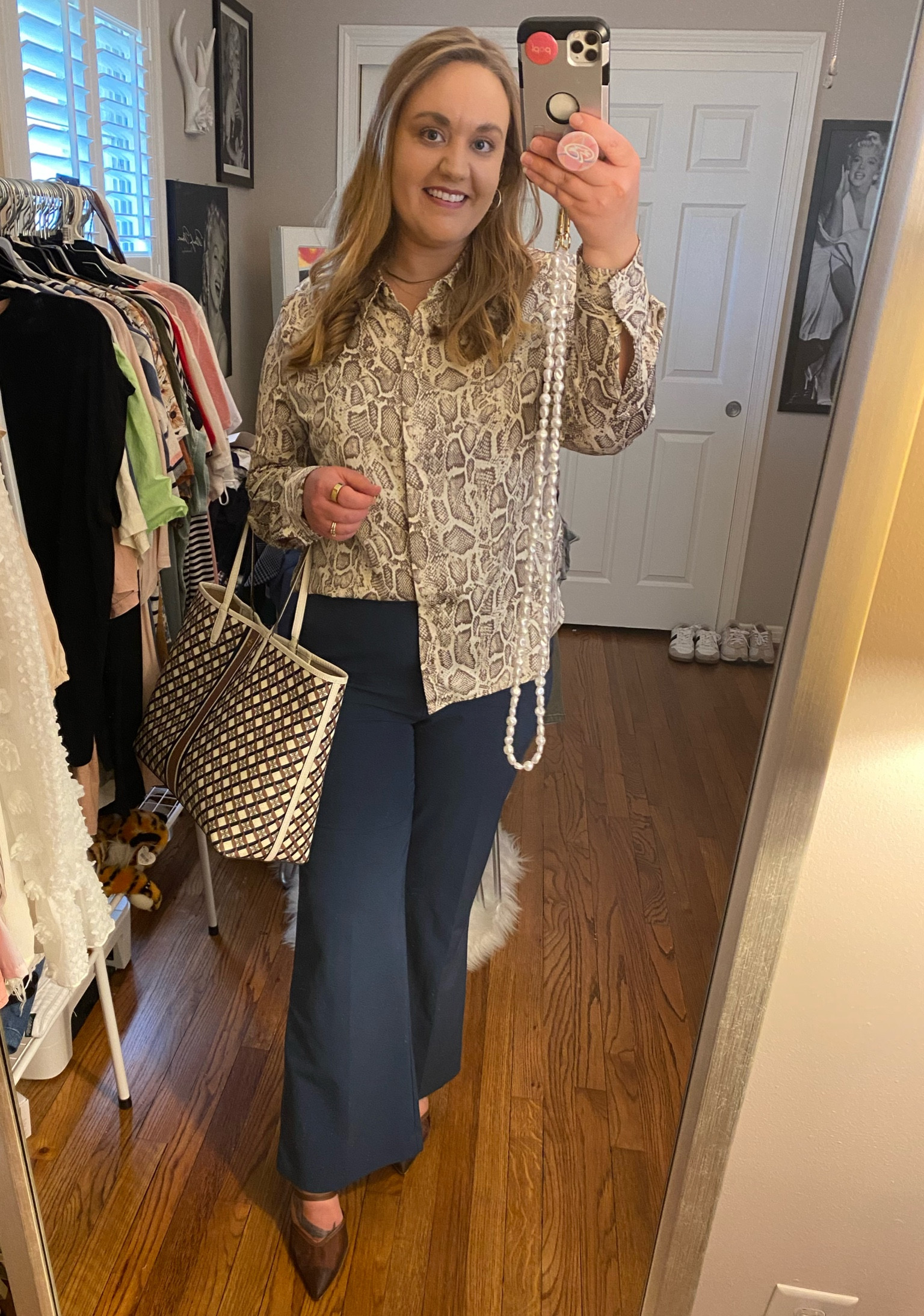Church outfit, work outfit, workwear, work wear, button down, snake print shirt, snake print, animal print, work top

#LTKMidsize #LTKFindsUnder50 #LTKWorkwear