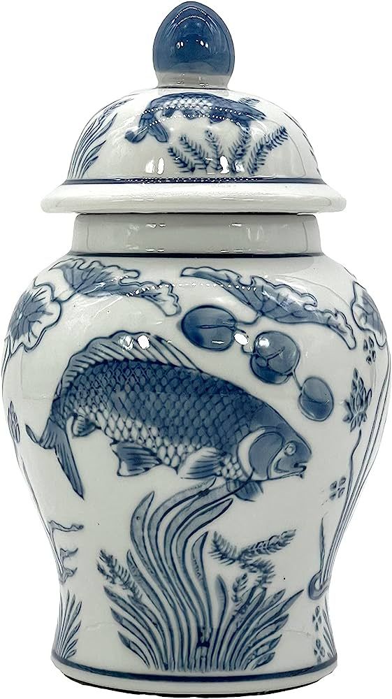 Galt International 8" Ceramic Porcelain Ginger Jar with Lid - Tea Storage, Decorative Vase Center... | Amazon (US)