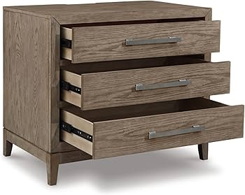 Signature Design by Ashley Chrestner Modern 3 Drawer Nightstand with USB Ports, Natural Brown | Amazon (US)